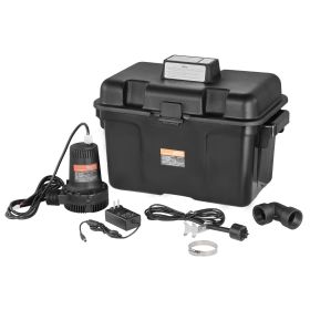 Basement Emergency Back-Up Sump Pump, 2000GPH 0.17 HP Backup Sump Pump System, with 15V Adapter, Float Switch, 24-Hour-a-Day Monitoring Controlle
