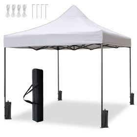10x10 Pop Up Outdoor Camping Canopy Tent, Black Speckled Steel Frame, White Silver-Coated Top UPF50+ Water-Resistant, 3 Adjustable Heights