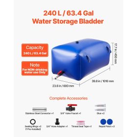 Water Storage Bladder 63.4 Gallon Large Capacity Water Bag, Portable & Collapsible Soft Waters Container