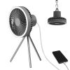 Camping Fan with Lantern 10000mAh Rechargeable Battery Powered Portable Tripod Fan for Tent with Hanging Hook Carabiner Emergency Power Bank Desk Fan