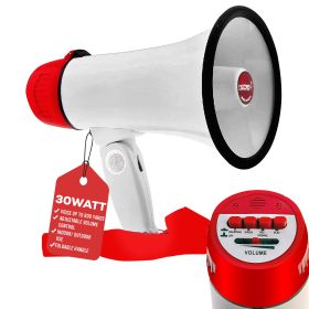 5 Core Megaphone 30W Bull Horn PA Speaker w 800 Yards Range Loud Siren Voice Amplifier Portable