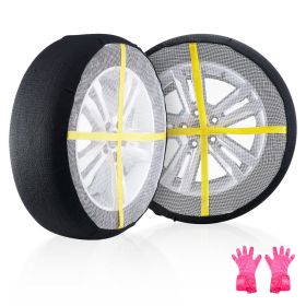 Thickened Snow Socks for Tires, Full Coverage Tire Socks with Polyester Fiber, Snow Traction Tire Cover for Car, SUV