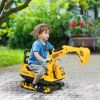 Kids Excavator Toy with Rotatable Digging and Storage Bucket, Kids Ride-on Construction Car for 3-8 Years Old, Yellow & Black