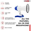 5 Core Megaphone 30W Bull Horn PA Speaker w 800 Yards Range USB Loud Siren Voice Amplifier Portable