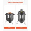 Charcoal Smoker, 16" Vertical Charcoal BBQ Grill, Coated Steel Barbecue Smoker with 2 Grilling Grates, Thermometer, Air Vents & Removable Ash Tray