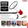 5 Core Megaphone 50W Bull Horn Professional PA Speaker w 1200 Yards Range Loud Siren Voice Amp
