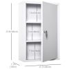 Wall Mount Medicine Cabinet 3 Tier Steel Emergency Box for Bathroom, Lockable with 2 Keys, White