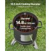 Charcoal Smoker, 16" Vertical Charcoal BBQ Grill, Coated Steel Barbecue Smoker with 2 Grilling Grates, Thermometer, Air Vents & Removable Ash Tray