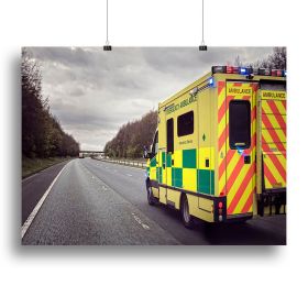 Ambulance responding to an emergency Canvas Print or Poster (Type: Poster Print, size: 12" x 8" / 30cm x 20cm (approx))